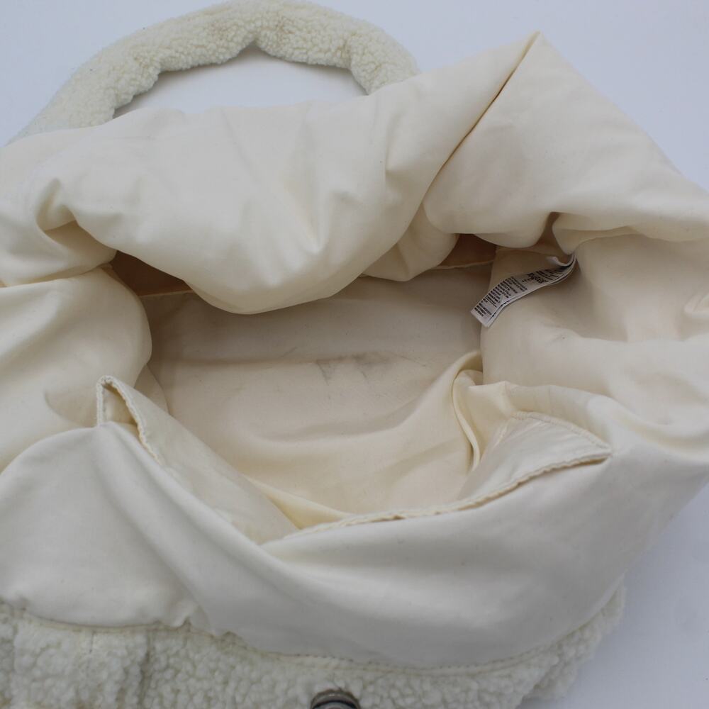 Gap Sherpa Tote Bag Cream Fleece Large Overnight Travel Cozy Minimalist Teddy - Picture 7 of 9